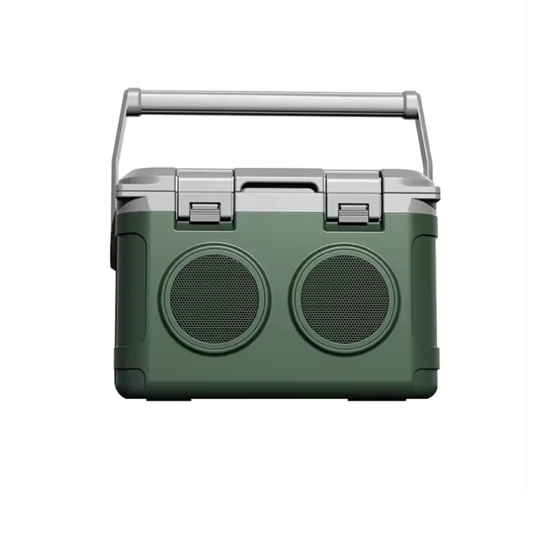 Lamieus 21L Waterproof Cooler Box with Speakers in Yellow, Green, White, and Black. Perfect for outdoor adventures with built-in speakers. Get yours today