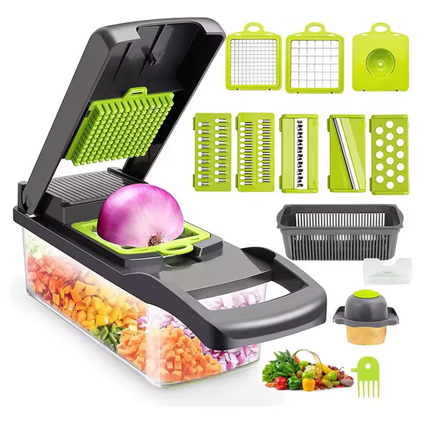 Lamieus ProChop 13-in-1 Vegetable Chopper with 8 blades for easy meal prep.